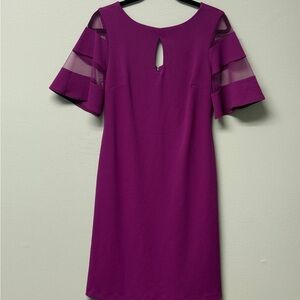 Joseph Ribkoff Magenta Dress with Sheer Sleeves